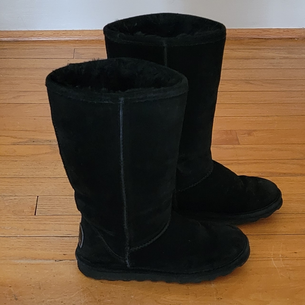 BEARPAW Elle Tall Women's Black Suede Boots Size 5 - Picture 6 of 9